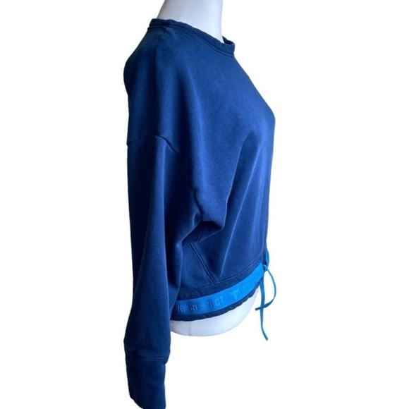Under Armour Project Rock Sweater Crewneck Sweatshirt Drawstring Crop Navy S - Picture 3 of 15